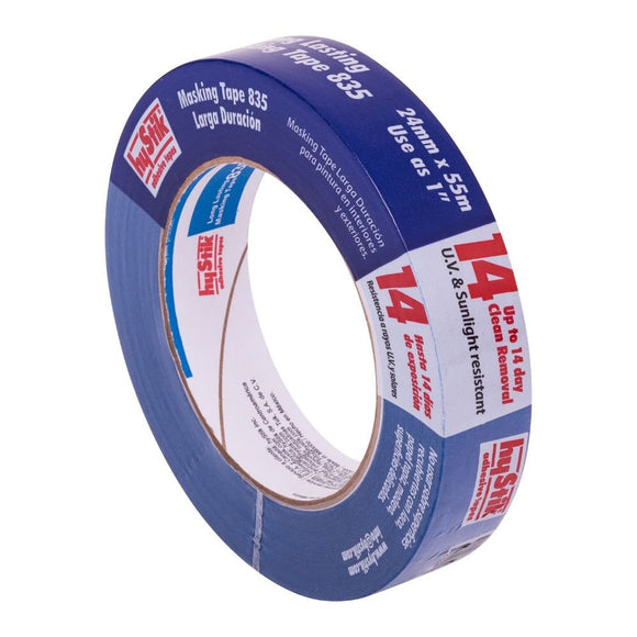 Hystik 835 14 Day Blue Outdoor Masking Tape - 24mm X 55m - Full carton - Pack and Stick