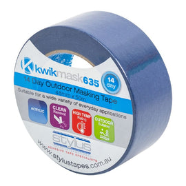 Kwikmask 635 Blue 14 Day Outdoor Masking Tape - 48mm x 50m - Pack and Stick