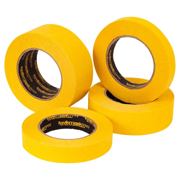 Kwikmask 9999 Yellow Automotive Grade Masking Tape - 18mm X 50m - Pack and Stick