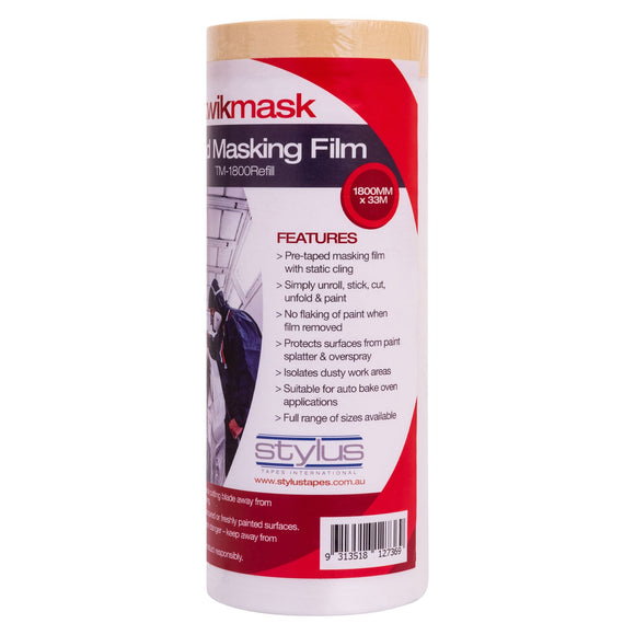 Kwikmask Taped Masking Film - 1800MM X 33M - Refill - Pack and Stick