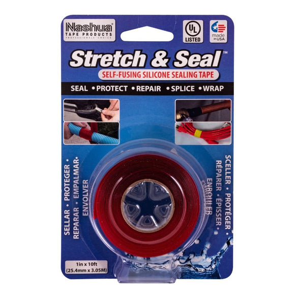 Nashua 386 Stretch & Seal Tape - 25MM X 3.04M - Red - Pack and Stick