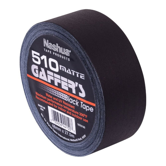 Nashua 510 Matte Black Gaffer Tape - 48mm X 27.5m - Matte Black - Pack and Stick