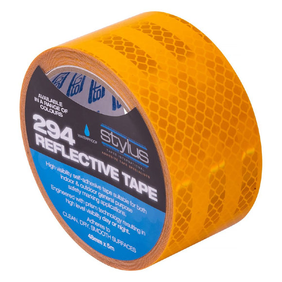 Stylus 294 Class 1 Reflective Tape - Yellow - 48mm X 5m - Pack and Stick