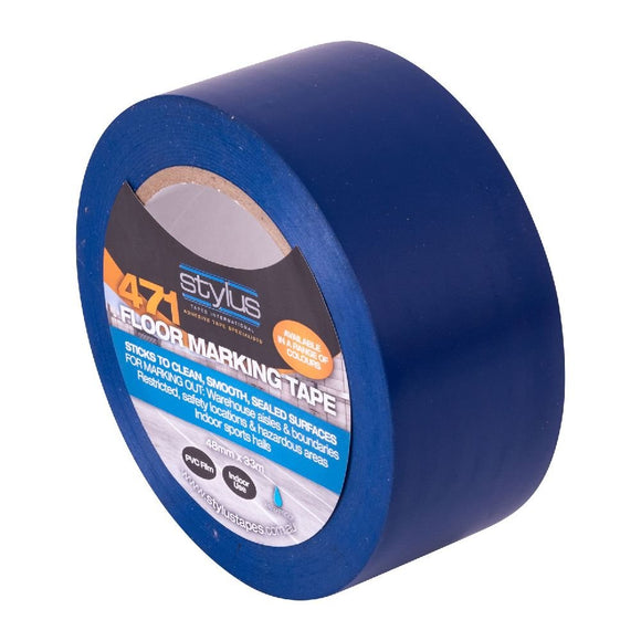 Stylus 471 Line Marking Tape - Blue - 48mm X 33m - Pack and Stick