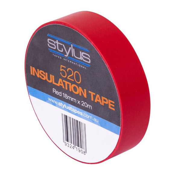 Stylus 520 Electrical Insulation Tape - 18MM X 20M - Red - Pack and Stick