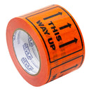 Stylus SP500 Printed Linerless Label Tape - THIS WAY UP - Black on Orange - 75mm X 50m - Pack and Stick