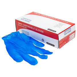 Vinyl Blue Disposable Gloves - Small/Medium - Pack and Stick
