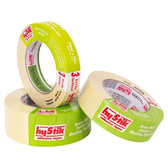 Hystik 833 3 Day Heavy Duty Masking Tape - 18mm x 55m - Pack and Stick
