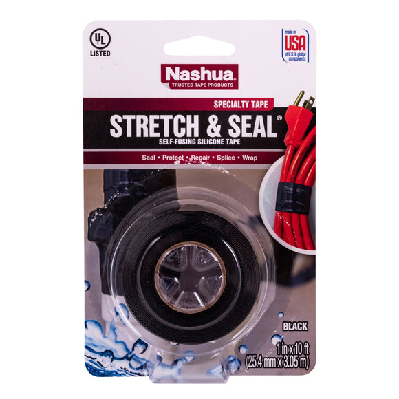 Nashua 386 Stretch & Seal Tape - 25MM X 3.04M - Black - Pack and Stick